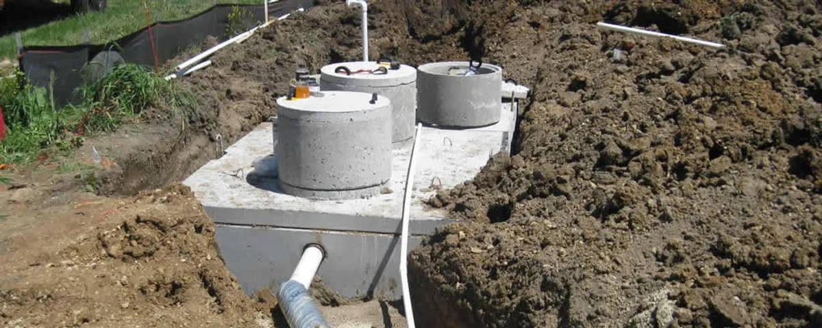 Septic system repair and installation site with tank access ports in Scottsdale, AZ